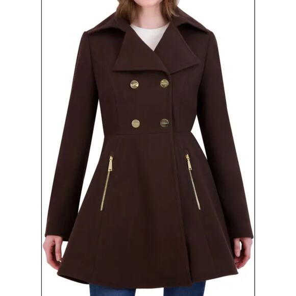 Laundry by Shelli Segal double-breasted wool-blend skirted coat - Picture 1 of 4